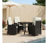 vidaXL Set da Pranzo per Giardino 5 pz Nero e Bianco Crema
