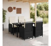 vidaXL Set da Pranzo per Giardino 5 pz Nero e Bianco Crema