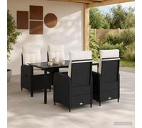 vidaXL Set da Pranzo per Giardino 5 pz Nero e Bianco Crema