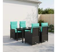 vidaXL Set da Pranzo per Giardino 5 pz Nero e Turchese