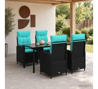 vidaXL Set da Pranzo per Giardino 5 pz Nero e Turchese