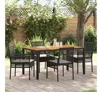 Set da Pranzo per Giardino 5 pz Nero polyrattan