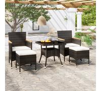 vidaXL Set da Pranzo per Giardino 5 pz Polyrattan Vetro Temperato Nero