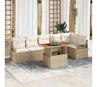 vidaXL Set da Pranzo per Giardino 7 pcs Beige e Crema 100 x 55 x 73 cm