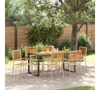 vidaXL Set da pranzo per giardino, 7 pezzi, beige e marrone, set da giardino chic, mobili da esterno moderni, elegante per pasti all'aperto