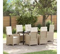 vidaXL Set da Pranzo per Giardino 7 pcs Beige polyrattan