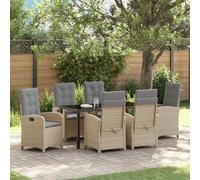 vidaXL Set da Pranzo per Giardino 7 pcs Beige polyrattan
