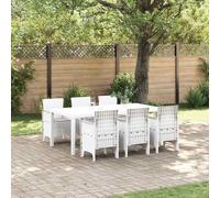 vidaXL Set da Pranzo per Giardino 7 pcs Bianco Rattan Polt