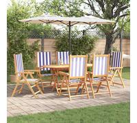 vidaXL Set da Pranzo per Giardino 7 pcs Blu e Bianco