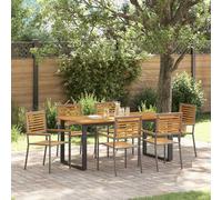 vidaXL Set da Pranzo per Giardino 7 pcs Grigio, Set moderno in acacia per giardino e terrazza, collezione resistente agli agenti atmosferici, pranzi all'aperto