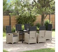 vidaXL Set da Pranzo per Giardino 7 pcs Grigio chiaro polyrattan