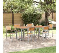 vidaXL Set da Pranzo per Giardino 7 pcs Grigio e marrone