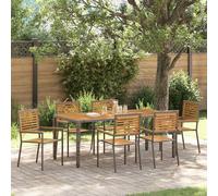 vidaXL Set da Pranzo per Giardino 7 pcs Grigio e Marrone polyrattan