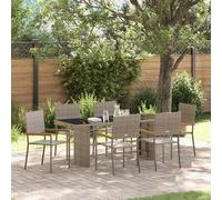 vidaXL Set da Pranzo per Giardino 7 pcs Grigio polyrattan