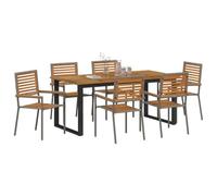 vidaXL Set da Pranzo per Giardino 7 pcs Grigio, Set moderno in acacia per giardino e terrazza, collezione resistente agli agenti atmosferici, pranzi all'aperto