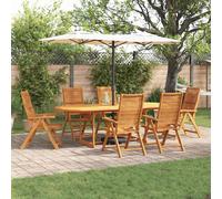 vidaXL Set da Pranzo per Giardino 7 pcs Marrone, Set da pranzo esterno in acacia, mobili rustici per il giardino, tavolo e sedie per il patio