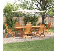 vidaXL Set da Pranzo per Giardino 7 pcs Marrone, Set da pranzo esterno in acacia, mobili rustici per il giardino, tavolo e sedie per il patio