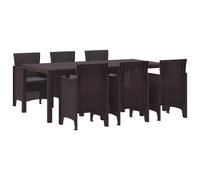 vidaXL Set da Pranzo per Giardino 7 pcs Marrone Polipropilene