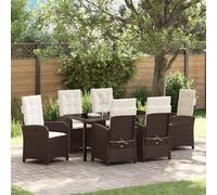 vidaXL Set da Pranzo per Giardino 7 pcs Marrone polyrattan