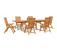 vidaXL Set da Pranzo per Giardino 7 pcs Marrone, Set da pranzo esterno in acacia, mobili rustici per il giardino, tavolo e sedie per il patio