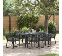 vidaXL Set da Pranzo per Giardino 7 pcs Nero polyrattan
