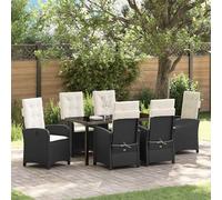 vidaXL Set da Pranzo per Giardino 7 pcs Nero polyrattan