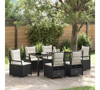 vidaXL Set da Pranzo per Giardino 7 pcs Nero polyrattan
