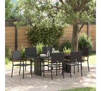 vidaXL Set da Pranzo per Giardino 7 pcs Nero polyrattan