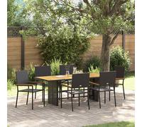 vidaXL Set da Pranzo per Giardino 7 pcs Nero polyrattan
