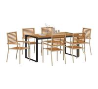 vidaXL Set da pranzo per giardino, 7 pezzi, beige e marrone, set da giardino chic, mobili da esterno moderni, elegante per pasti all'aperto