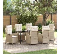 vidaXL Set da Pranzo per Giardino 7 pz Beige polyrattan