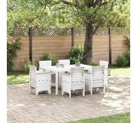 Set da Pranzo per Giardino 7 pz Bianco Rattan Polt
