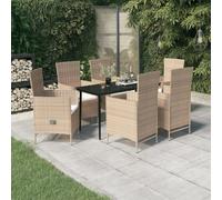 vidaXL Set da Pranzo per Giardino 7 pz con Cuscini Beige