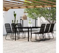 vidaXL Set da Pranzo per Giardino 7 pz con Cuscini Nero