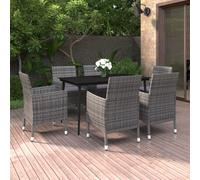 vidaXL Set da Pranzo per Giardino 7 pz con Cuscini Polyrattan e Vetro