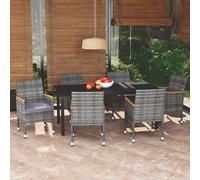 vidaXL Set da Pranzo per Giardino 7 pz con Cuscini Polyrattan Grigio