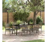 SET TAVOLO E SEDIE VIDAXL da Pranzo da Giardino 7 Pezzi, Rattan sintetico, legno di acacia, 80x200x73 cm