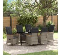 vidaXL Set da Pranzo per Giardino 7 pz Grigio polyrattan