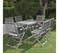 vidaXL Set da Pranzo per Giardino 7 pz Legno Massello di Acacia Grigio