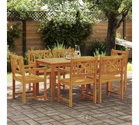 vidaXL Set da Pranzo per Giardino 7 pz Marrone