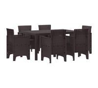 Set da Pranzo per Giardino 7 pcs Marrone Rattan Polt