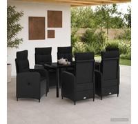 vidaXL Set da Pranzo per Giardino 7 pz Nero 140 x 70 x 74 cm