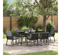 vidaXL Set da Pranzo per Giardino 7 pz Nero