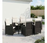 vidaXL Set da Pranzo per Giardino 7 pz Nero e Bianco Crema