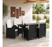 vidaXL Set da Pranzo per Giardino 7 pz Nero e Bianco Crema