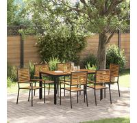 vidaXL Set da Pranzo per Giardino 7 pz Nero e Marrone polyrattan