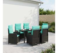 vidaXL Set da Pranzo per Giardino 7 pz Nero e Turchese