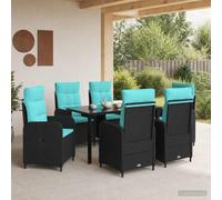vidaXL Set da Pranzo per Giardino 7 pz Nero e Turchese