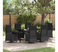 vidaXL Set da Pranzo per Giardino 7 pz Nero polyrattan