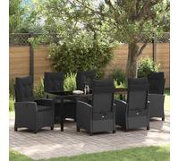 vidaXL Set da Pranzo per Giardino 7 pz Nero polyrattan